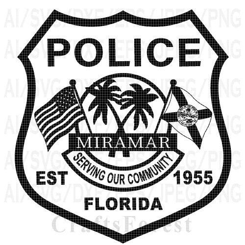 Miramar Florida Police Department Patch SVG Vector for CNC, Laser Engraving, Cricut & Silhouette | DXF PNG AI Digital Download
